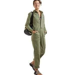 Title Nine Rosie Utility Long Sleeve Jumpsuit Womens Small Olive Green Ripstop